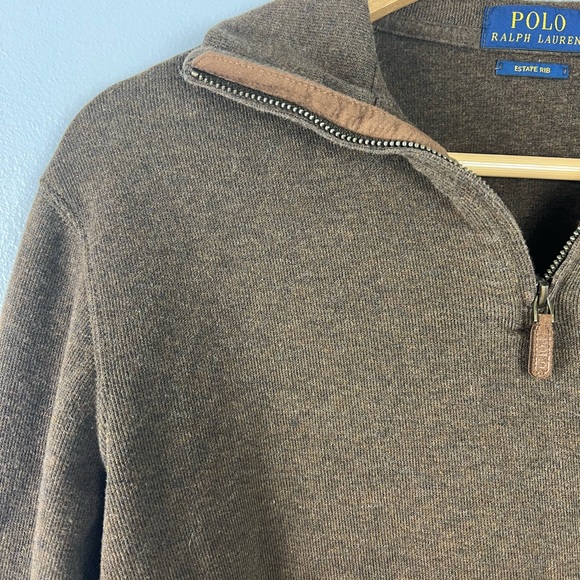 Polo by Ralph Lauren Estate Rib Brown Half Zip Sweater | Size Small - Picture 6 of 6